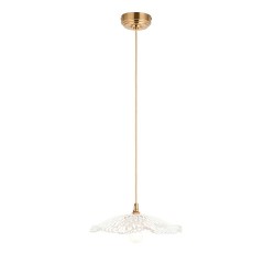 Eltham & Orchid - Brushed Aged Brass Pendant with Decorative Glass