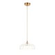 Endon-121005 - Eltham & Camellia - Brushed Aged Brass Pendant with Decorative Glass