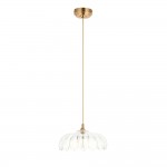 Eltham & Camellia - Brushed Aged Brass Pendant with Decorative Glass