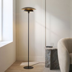 Lyon - Matt Black & Satin Brass Floor Lamp