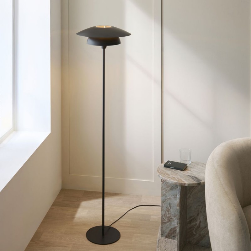 Endon-121069 - Lyon - Matt Black & Satin Brass Floor Lamp