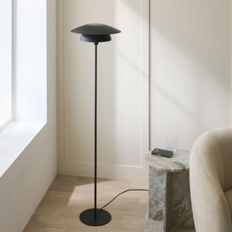 Endon-121069 - Lyon - Matt Black & Satin Brass Floor Lamp
