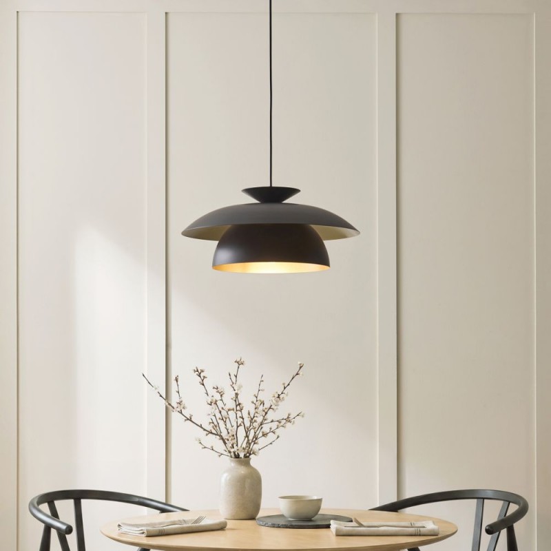 Endon-121071 - Lyon - Matt Black & Satin Brass Pendant