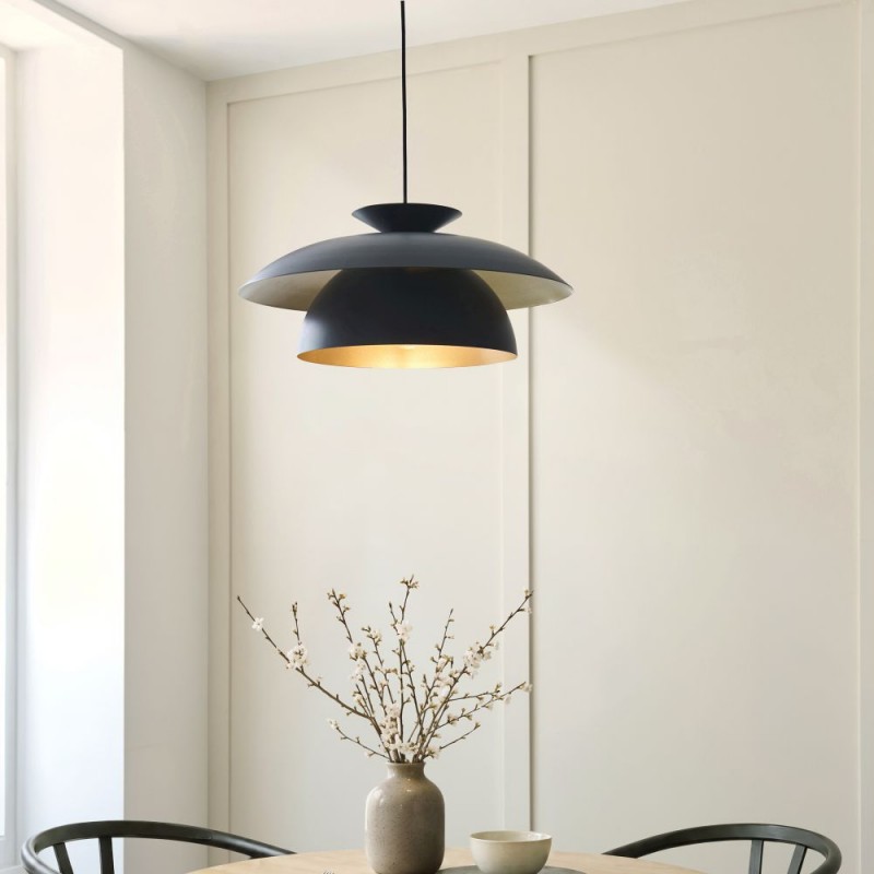 Endon-121071 - Lyon - Matt Black & Satin Brass Pendant