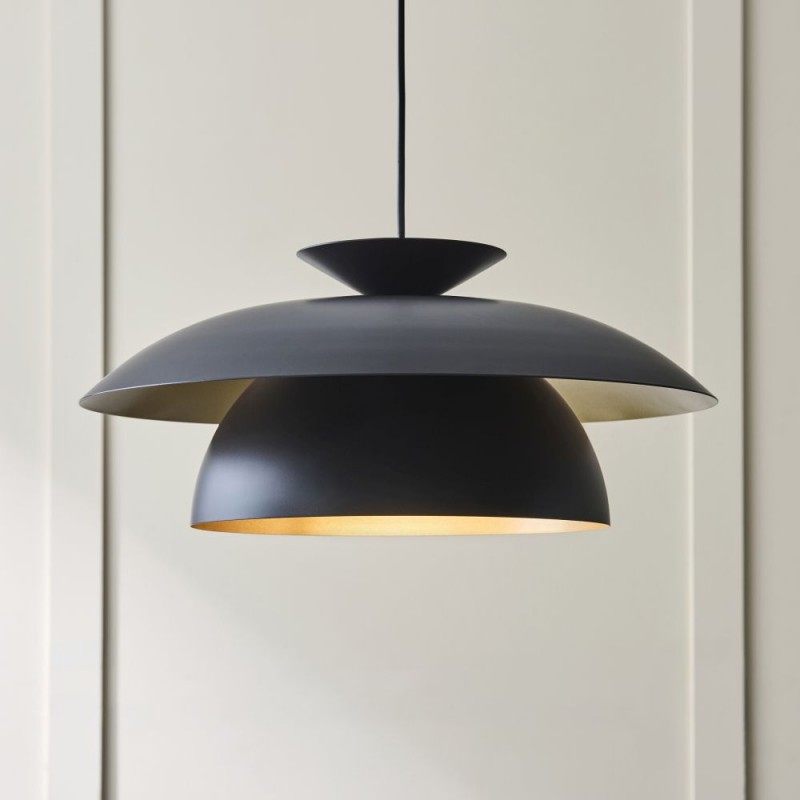 Endon-121071 - Lyon - Matt Black & Satin Brass Pendant