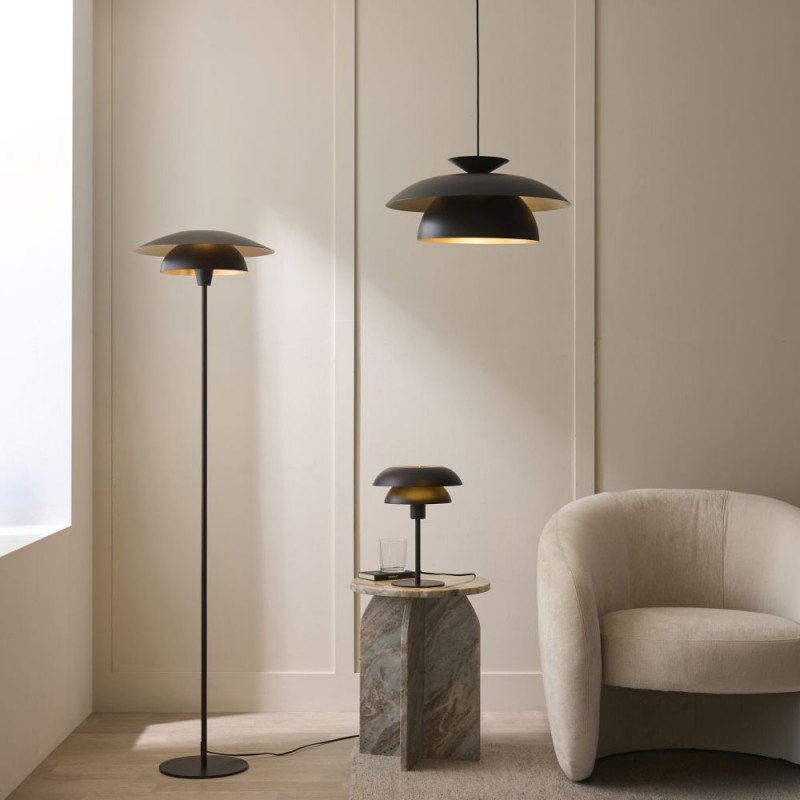 Endon-121071 - Lyon - Matt Black & Satin Brass Pendant