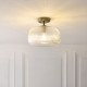 Endon-121209 - Harborne - Antique Brass Semi Flush with Clear Ribbed Glass