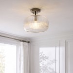 Harborne - Antique Brass Semi Flush with Clear Ribbed Glass