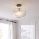 Endon-121209 - Harborne - Antique Brass Semi Flush with Clear Ribbed Glass