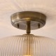 Endon-121209 - Harborne - Antique Brass Semi Flush with Clear Ribbed Glass