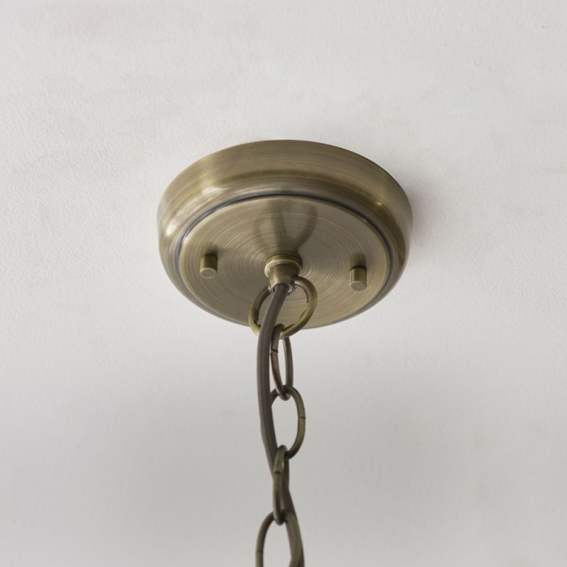 Endon-121210 - Harborne - Antique Brass Pendant with Clear Ribbed Glass