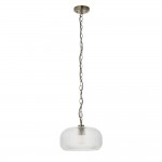 Harborne - Antique Brass Pendant with Clear Ribbed Glass
