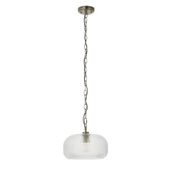 Harborne - Antique Brass Pendant with Clear Ribbed Glass