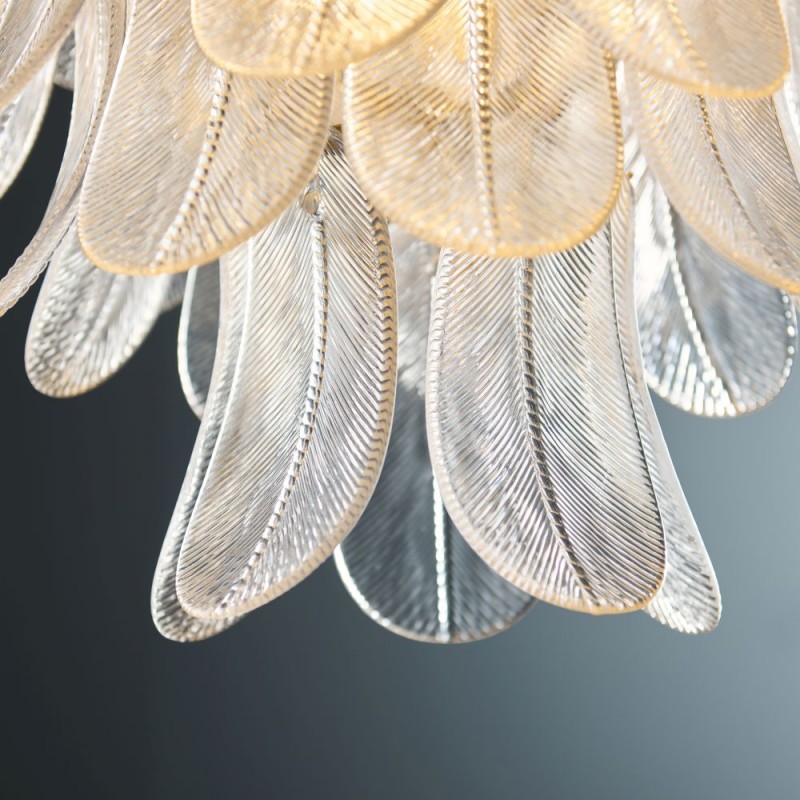 Endon-121771 - Autumn - Brushed Aged Brass 4 Light Centre Fitting with Clear Leaf Glass Panels