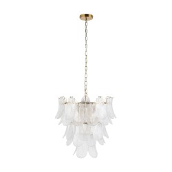 Autumn - Brushed Aged Brass 4 Light Centre Fitting with Clear Leaf Glass Panels