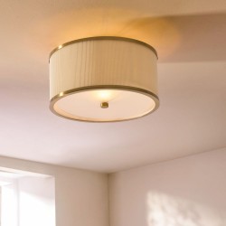 Lexi - Brushed Aged Brass Semi Flush with Ivory Shade