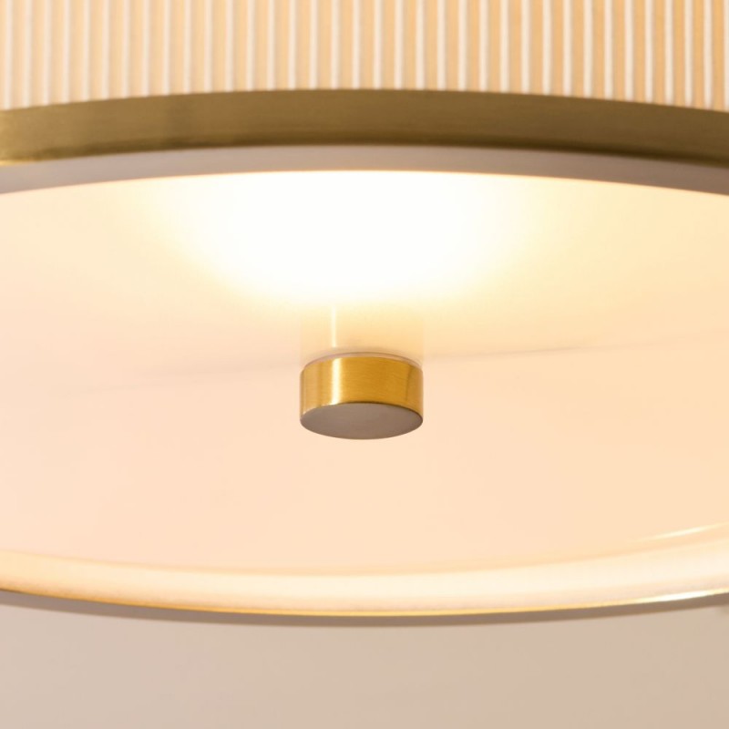 Endon-121988 - Lexi - Brushed Aged Brass Semi Flush with Ivory Shade