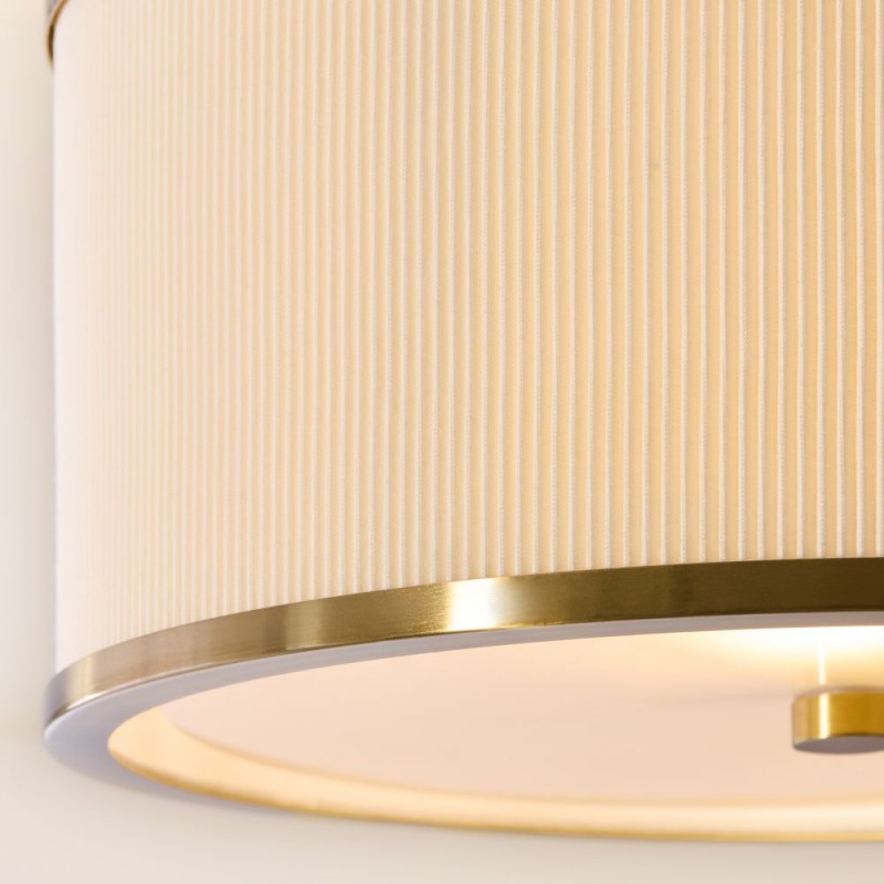 Endon-121988 - Lexi - Brushed Aged Brass Semi Flush with Ivory Shade