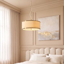 Lexi - Brushed Aged Brass 3 Light Pendant with Ivory Shade