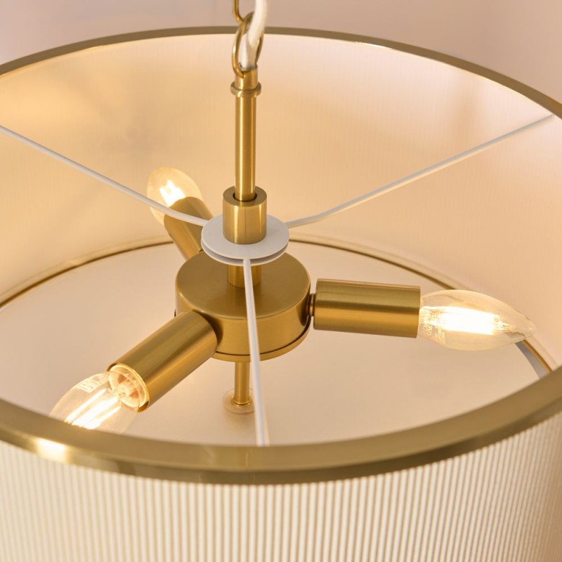 Endon-121989 - Lexi - Brushed Aged Brass 3 Light Pendant with Ivory Shade
