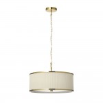 Lexi - Brushed Aged Brass 3 Light Pendant with Ivory Shade