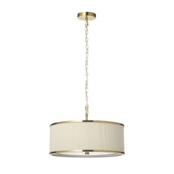 Lexi - Brushed Aged Brass 3 Light Pendant with Ivory Shade