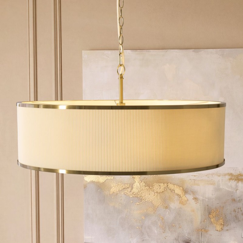 Endon-121990 - Lexi - Brushed Aged Brass 5 Light Pendant with Ivory Shade
