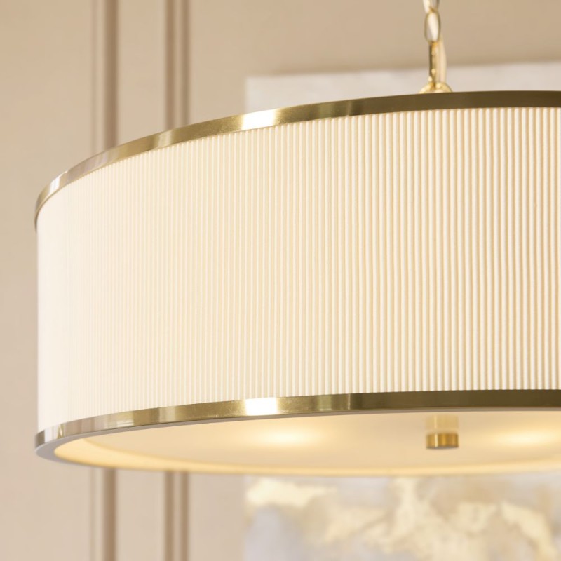 Endon-121990 - Lexi - Brushed Aged Brass 5 Light Pendant with Ivory Shade