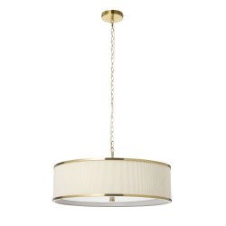 Lexi - Brushed Aged Brass 5 Light Pendant with Ivory Shade 