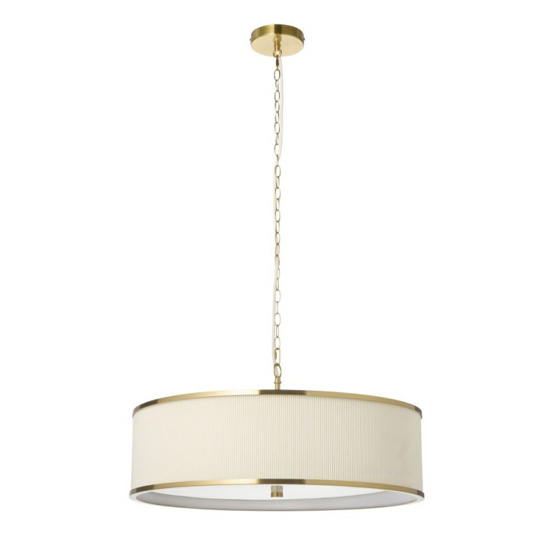 Endon-121990 - Lexi - Brushed Aged Brass 5 Light Pendant with Ivory Shade