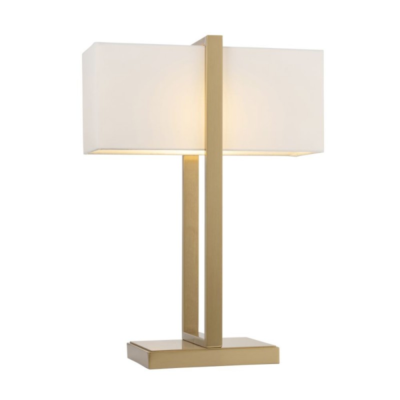 Endon-121991 - Seattle - Brushed Aged Brass table Lamp with Ivory Cotton Shade