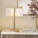 Endon-121991 - Seattle - Brushed Aged Brass table Lamp with Ivory Cotton Shade