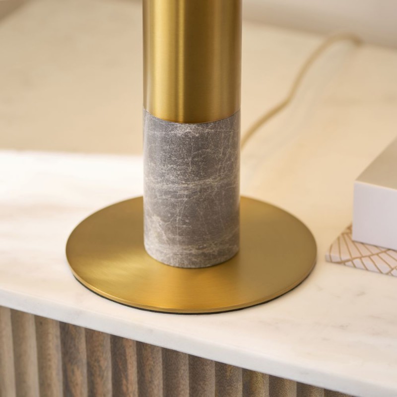 Endon-122008 - Hansel - Grey Marble & Warm Brass Table Lamp with White Opal Glass
