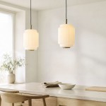 Evora - Brushed Aged Brass Pendant with Opal Ribbed Glass ∅ 22 cm