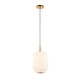 Endon-122054 - Evora - Brushed Aged Brass Pendant with Opal Ribbed Glass ∅ 22 cm