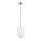 Endon-122054 - Evora - Brushed Aged Brass Pendant with Opal Ribbed Glass ∅ 22 cm