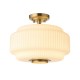 Endon-122078 - Evora - Brushed Aged Brass Semi Flush with Opal Ribbed Glass ∅ 34 cm