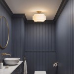 Evora - Brushed Aged Brass Semi Flush with Opal Ribbed Glass ∅ 34 cm