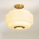 Endon-122078 - Evora - Brushed Aged Brass Semi Flush with Opal Ribbed Glass ∅ 34 cm