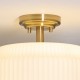 Endon-122078 - Evora - Brushed Aged Brass Semi Flush with Opal Ribbed Glass ∅ 34 cm