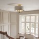 Endon-122080 - Highclere - Brushed Chrome 3 Light Semi Flush with Natural Linen Shade