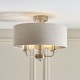 Endon-122080 - Highclere - Brushed Chrome 3 Light Semi Flush with Natural Linen Shade