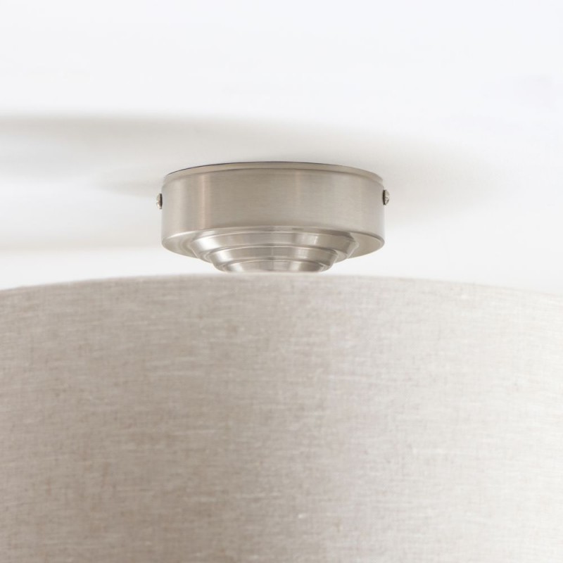 Endon-122080 - Highclere - Brushed Chrome 3 Light Semi Flush with Natural Linen Shade