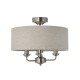 Endon-122080 - Highclere - Brushed Chrome 3 Light Semi Flush with Natural Linen Shade
