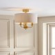 Endon-122081 - Highclere - Vintage Brass 3 Light Semi Flush with Natural Linen Shade