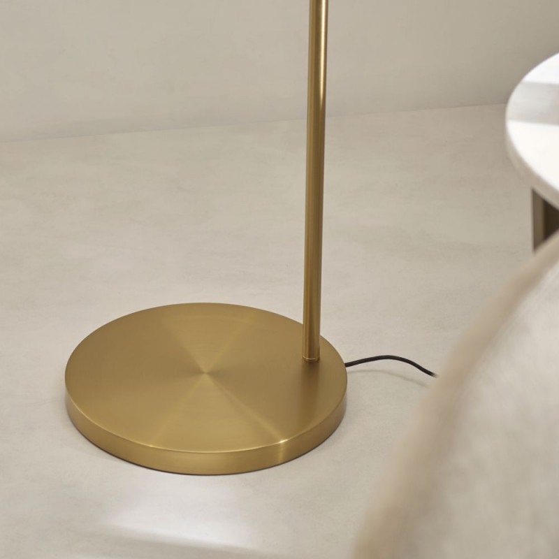 Endon-122264 - Carlson XL - Warm Brass Floor Lamp with Natural Linen Shade