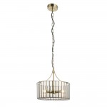Antalya - Antique Brass 3 Light Pendant with Clear Glass