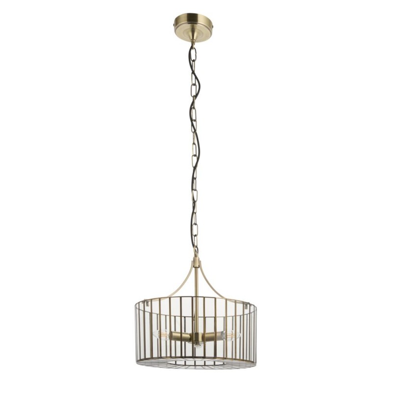 Endon-122554 - Antalya - Antique Brass 3 Light Pendant with Clear Glass