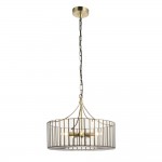 Antalya - Antique Brass 5 Light Pendant with Clear Glass