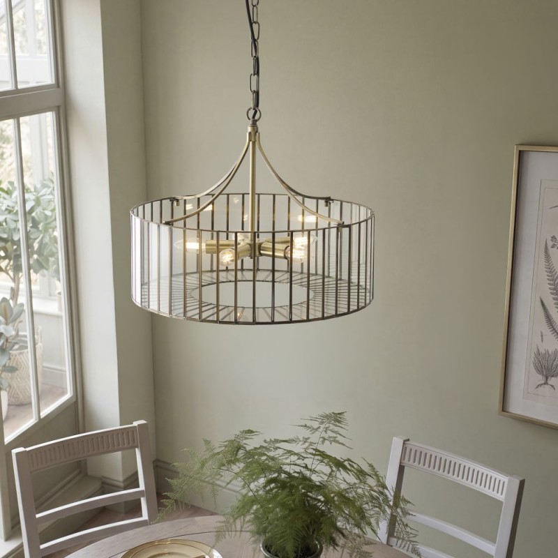Endon-122555 - Antalya - Antique Brass 5 Light Pendant with Clear Glass